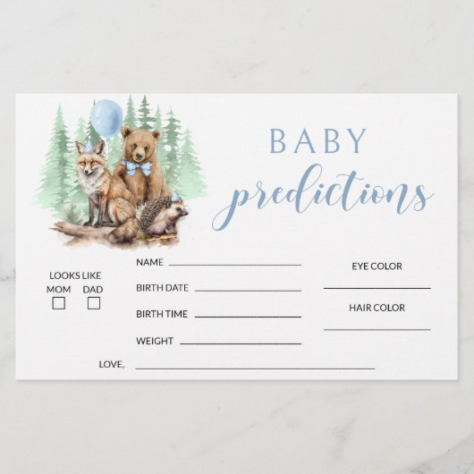 Waldtiere Baby Dusche Vorhersagen Briefpapier (Vorderseite)