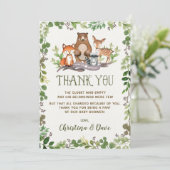 Waldtiere Baby Duschpflanzen Dankeskarte (Stehend Vorderseite)