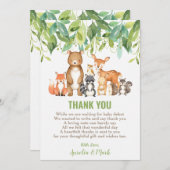 Waldtiere Baby Duschwald Junge neutral Dankeskarte (Vorne/Hinten)