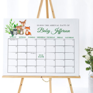 Waldtiere Baby Geburtstermin Kalender Poster