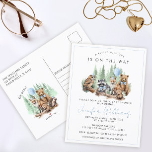 Waldtiere Baby Junge Shower Postkarte