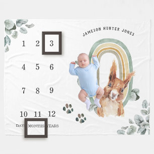Waldtiere   Baby-Meilenstein-Decke Fleecedecke