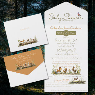 Waldtiere-Baby-Party All In One Einladung