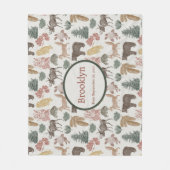 Waldtiere Baby- Rustikale Bären, Füchse, Eulen Fleecedecke (Vorderseite)