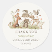 Waldtiere Baby Shower Aufkleber (Vorderseite)