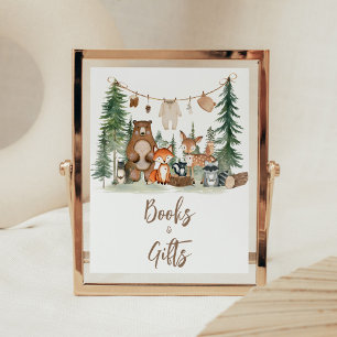Waldtiere Baby Shower Bücher und Geschenke Schild