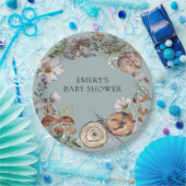 Waldtiere Baby Shower Dusty Blue Pappteller (Party)