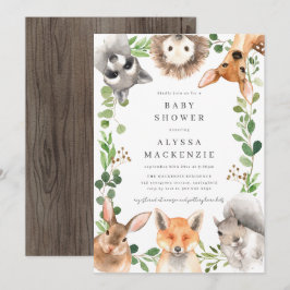 Waldtiere Baby Shower Einladung