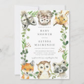 Waldtiere Baby Shower Einladung (Vorderseite)