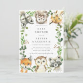 Waldtiere Baby Shower Einladung (Stehend Vorderseite)