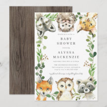 Waldtiere Baby Shower Einladung