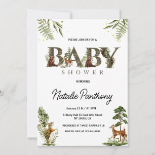 Waldtiere Baby Shower Einladung