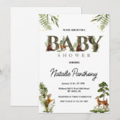 Waldtiere Baby Shower Einladung (Vorne/Hinten)