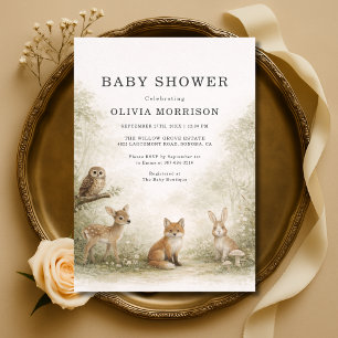 Waldtiere Baby Shower Einladung