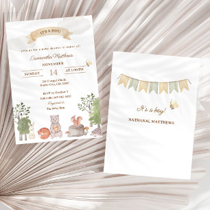 Waldtiere Baby Shower Einladung
