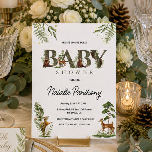 Waldtiere Baby Shower Einladung