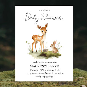 Waldtiere Baby Shower Einladung