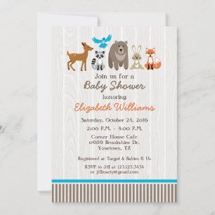 Waldtiere Baby Shower Einladung
