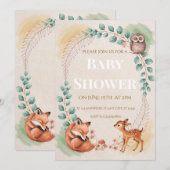 Waldtiere Baby Shower Einladung (Vorne/Hinten)