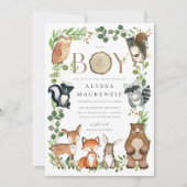 Waldtiere Baby Shower Einladung (Vorderseite)