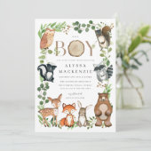 Waldtiere Baby Shower Einladung (Stehend Vorderseite)