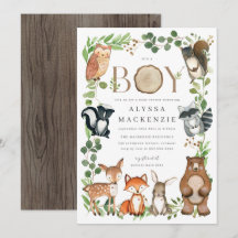 Waldtiere Baby Shower Einladung