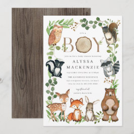 Waldtiere Baby Shower Einladung