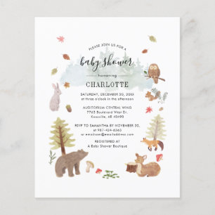 Waldtiere-Baby-Shower-Einladung Flyer