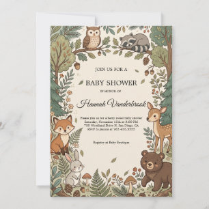 Waldtiere-Baby-Shower-Einladung Geschlecht N Einladung