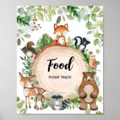 Waldtiere Baby Shower Essen Schild (Vorne)