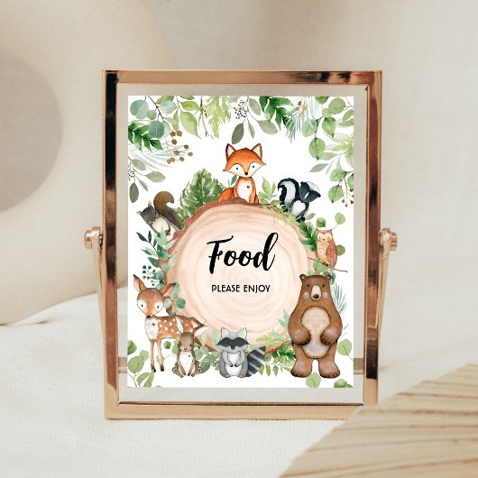 Waldtiere Baby Shower Essen Schild