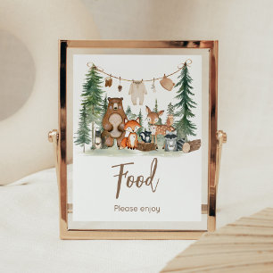 Waldtiere Baby Shower Food Schild