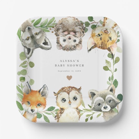 Waldtiere Baby Shower Papierplatten Pappteller (Vorderseite)