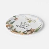 Waldtiere Baby Shower Papierplatten Pappteller (Schrägansicht)