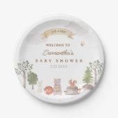 Waldtiere Baby Shower Pappteller (Vorderseite)