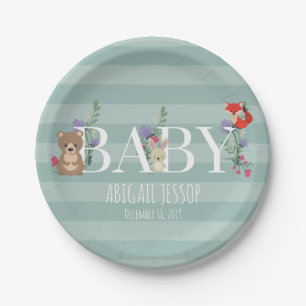 Waldtiere Baby Shower Pappteller
