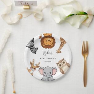 Waldtiere Baby Shower Pappteller