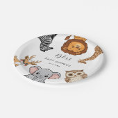 Waldtiere Baby Shower Pappteller (Schrägansicht)