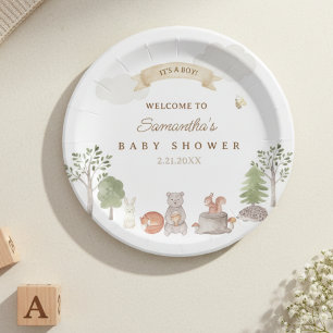 Waldtiere Baby Shower Pappteller
