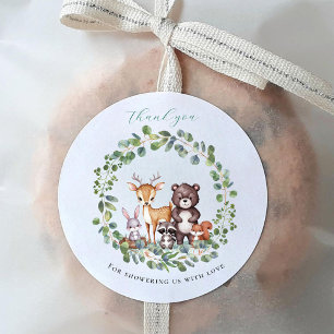 Waldtiere Baby Shower Runder Aufkleber