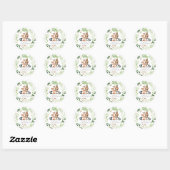 Waldtiere Baby Shower Runder Aufkleber (Blatt)