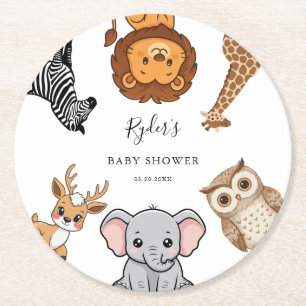 Waldtiere Baby Shower Runder Pappuntersetzer
