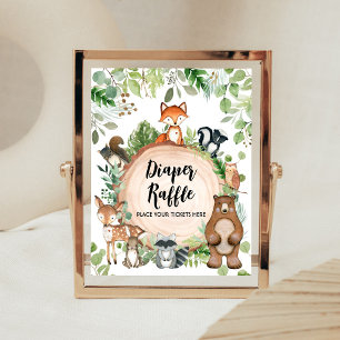 Waldtiere Baby Shower Windel-Raffle-Schild Poster