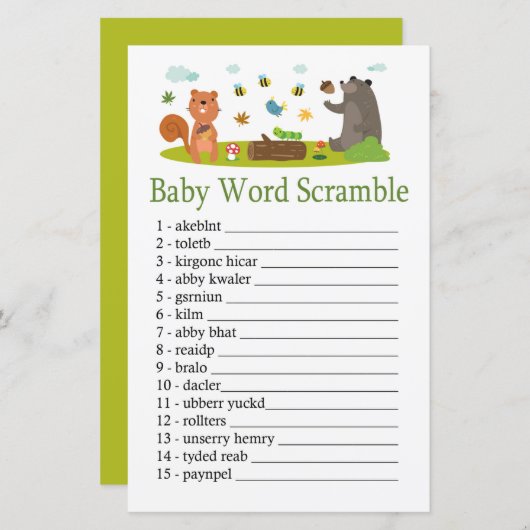 Waldtiere Baby Word Rührei (Vorne/Hinten)