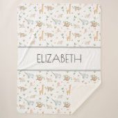 Waldtiere Babynamensdecke personalisiert Sherpadecke (Vorderseite)