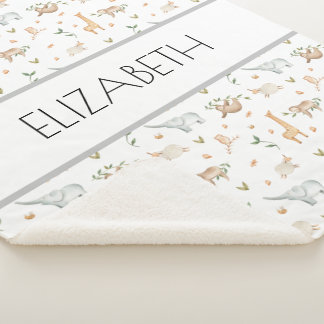 Waldtiere Babynamensdecke personalisiert Sherpadecke