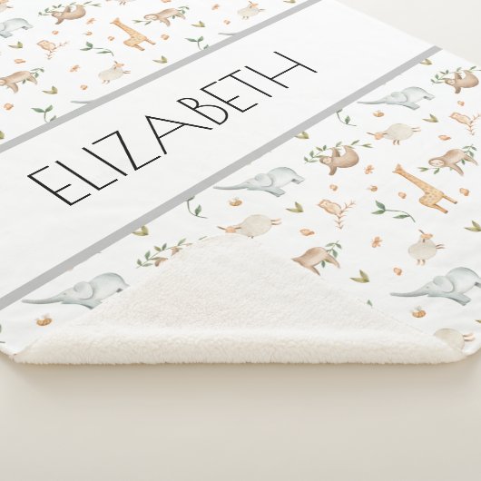 Waldtiere Babynamensdecke personalisiert Sherpadecke (3/4)