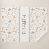 Waldtiere Babynamensdecke personalisiert Sherpadecke (Vorderseite (Horizontal))