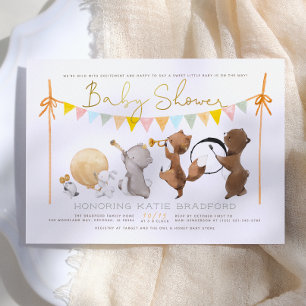 Waldtiere-Band-Parade Süße Babyparty Einladung