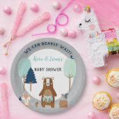 Waldtiere Bären rustikal blau grau Pappteller (Party)